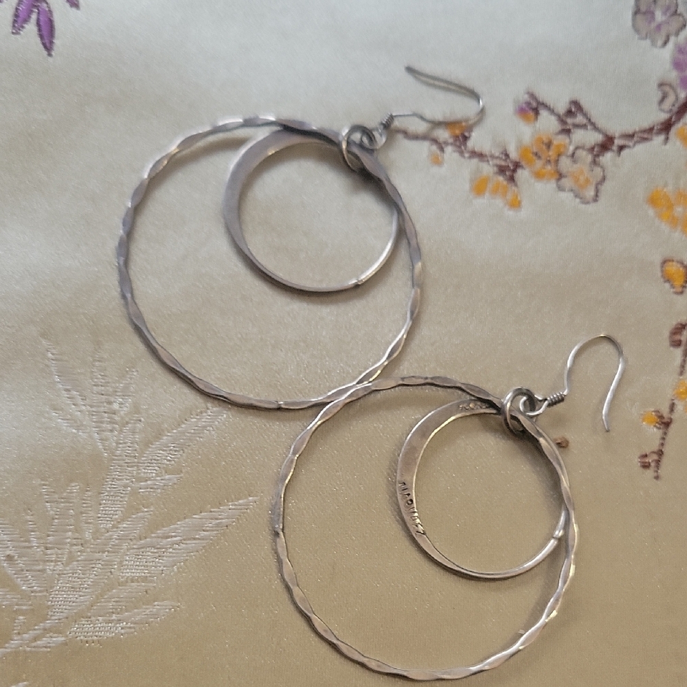 Vintage Mexican 925 Silver Hoop Earrings signed